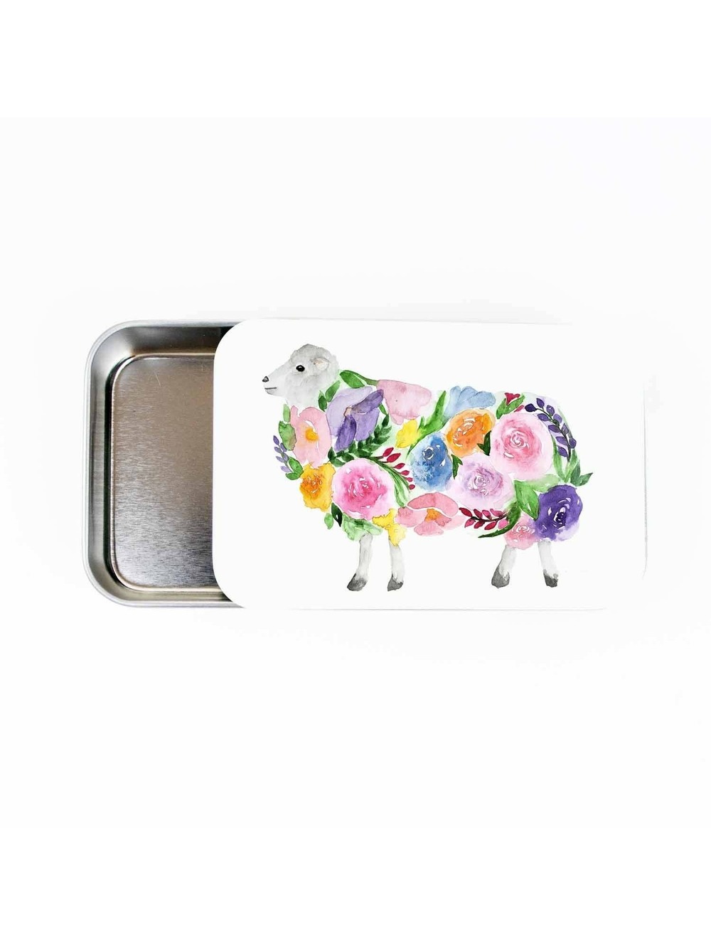 Floral Sheep Stitch Marker Storage Tin